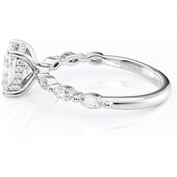 Inel de logodnă Everly din aur Alb 14kt cu moissanite tăietură asscher – Pietre laterale rafinată pentru profil înalt | Personalizează și configurează gratuit online [6]
