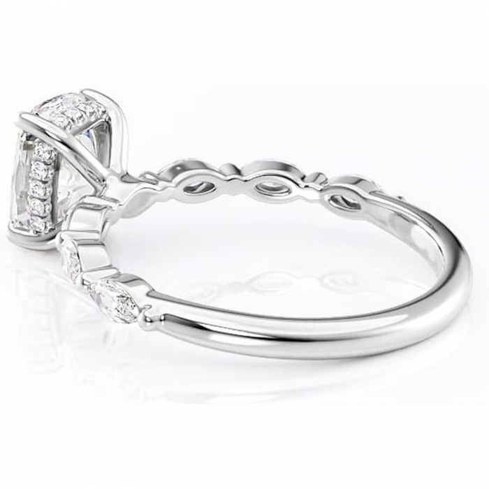 Inel de logodnă Everly din aur Alb 14kt cu moissanite tăietură asscher – Pietre laterale rafinată pentru profil înalt | Personalizează și configurează gratuit online [5]