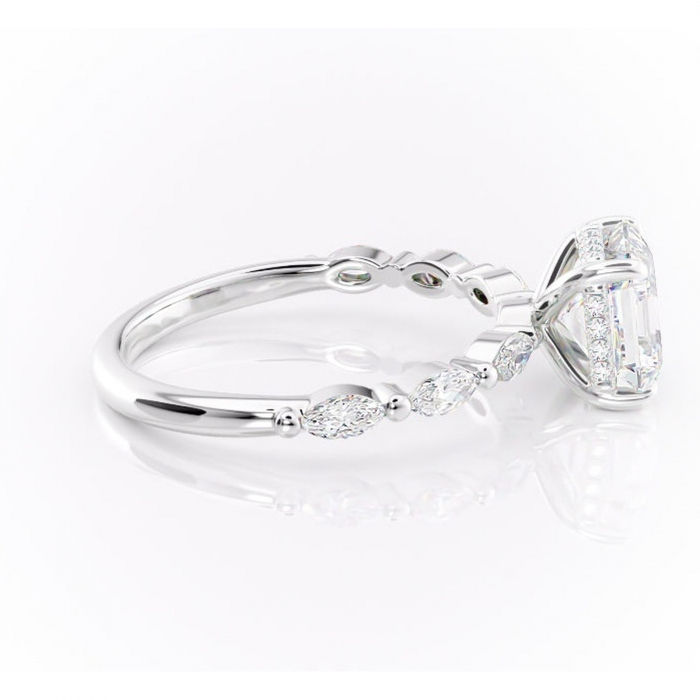 Inel de logodnă Everly din aur Alb 14kt cu moissanite tăietură asscher – Pietre laterale rafinată pentru profil înalt | Personalizează și configurează gratuit online [2]
