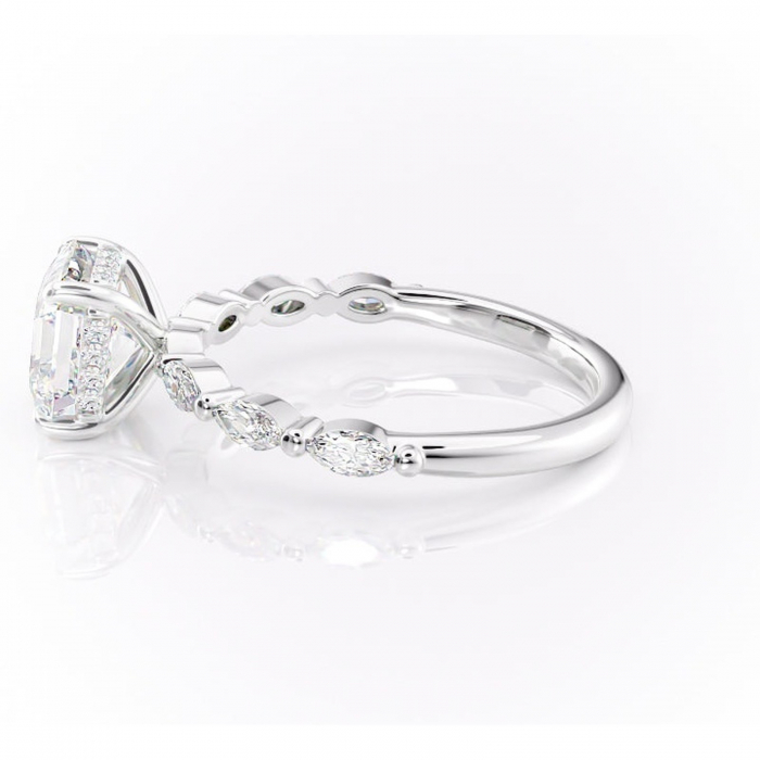 Inel de logodnă Everly din aur Alb 14kt cu moissanite tăietură asscher – Pietre laterale rafinată pentru profil înalt | Personalizează și configurează gratuit online [6]