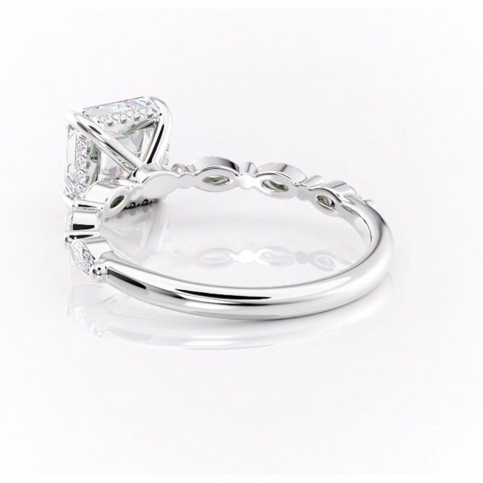 Inel de logodnă Everly din aur Alb 14kt cu moissanite tăietură asscher – Pietre laterale rafinată pentru profil înalt | Personalizează și configurează gratuit online [4]