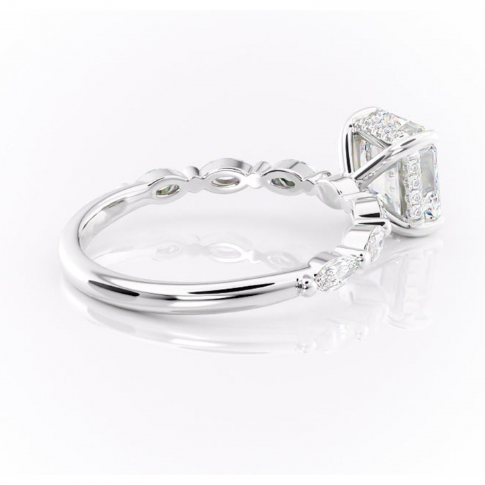 Inel de logodnă Everly din aur Alb 14kt cu moissanite tăietură asscher – Pietre laterale rafinată pentru profil înalt | Personalizează și configurează gratuit online [3]
