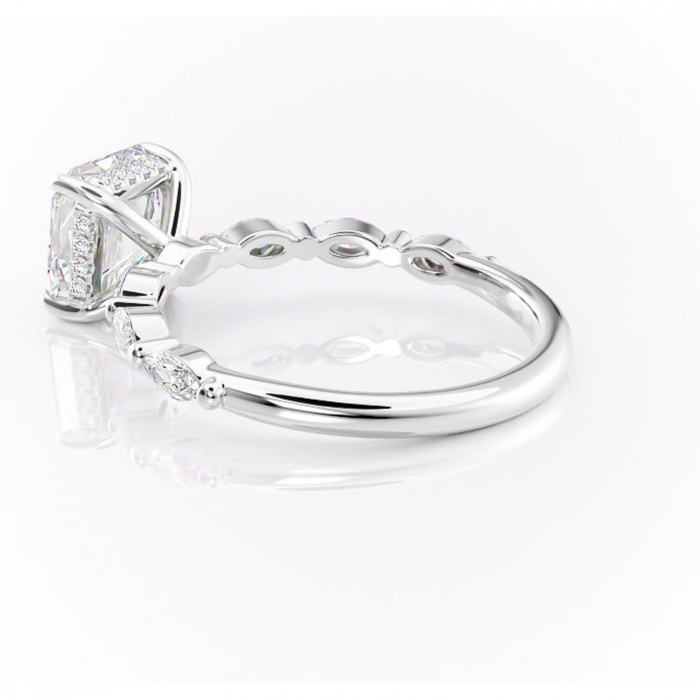 Inel de logodnă Everly din aur Alb 14kt cu moissanite tăietură asscher – Pietre laterale rafinată pentru profil înalt | Personalizează și configurează gratuit online [5]
