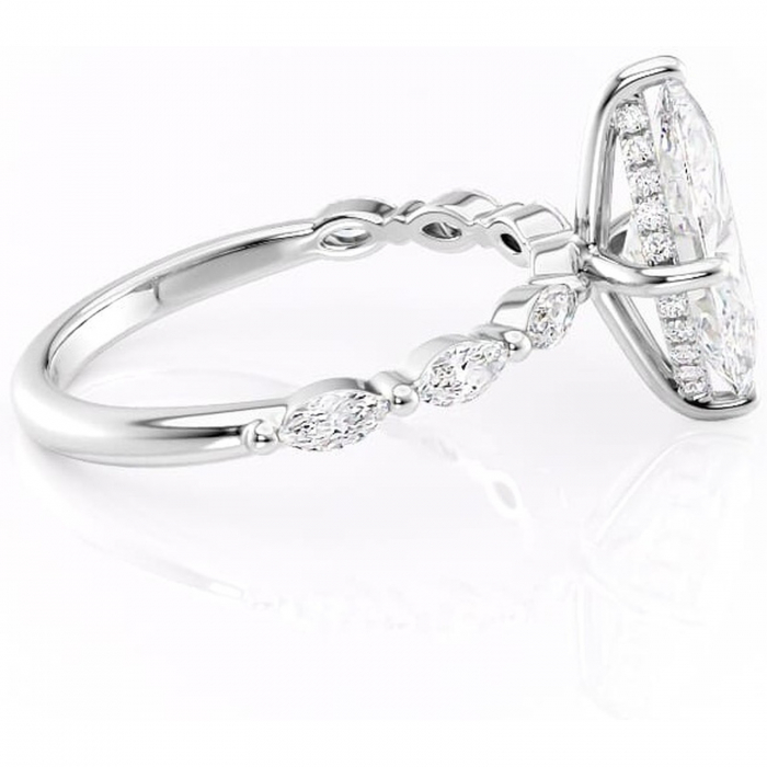Inel de logodnă Everly din aur Alb 14kt cu moissanite tăietură marquise – Pietre laterale rafinată pentru profil înalt | Personalizează și configurează gratuit online [2]