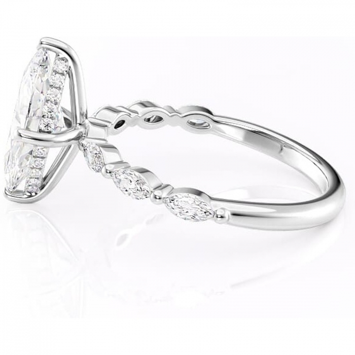 Inel de logodnă Everly din aur Alb 14kt cu moissanite tăietură marquise – Pietre laterale rafinată pentru profil înalt | Personalizează și configurează gratuit online [6]