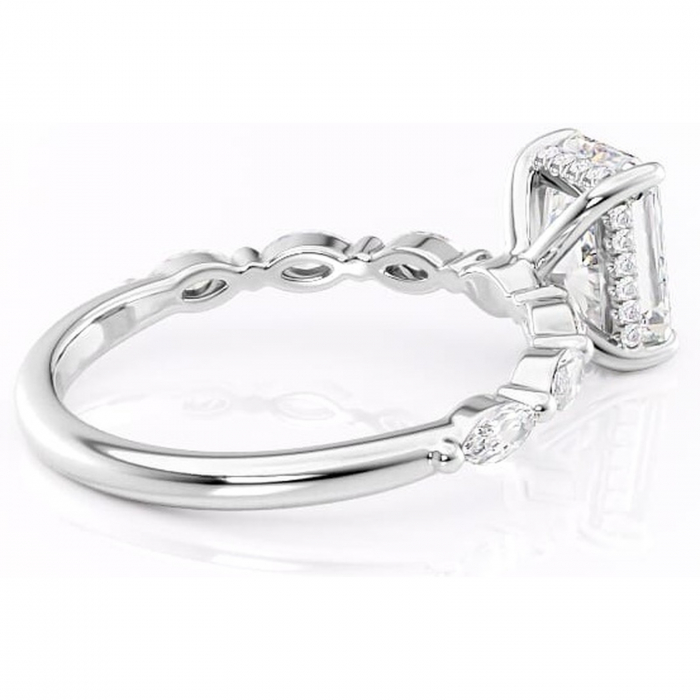 Inel de logodnă Everly din aur Alb 14kt cu moissanite tăietură radiantă – Pietre laterale rafinată pentru profil înalt | Personalizează și configurează gratuit online [3]