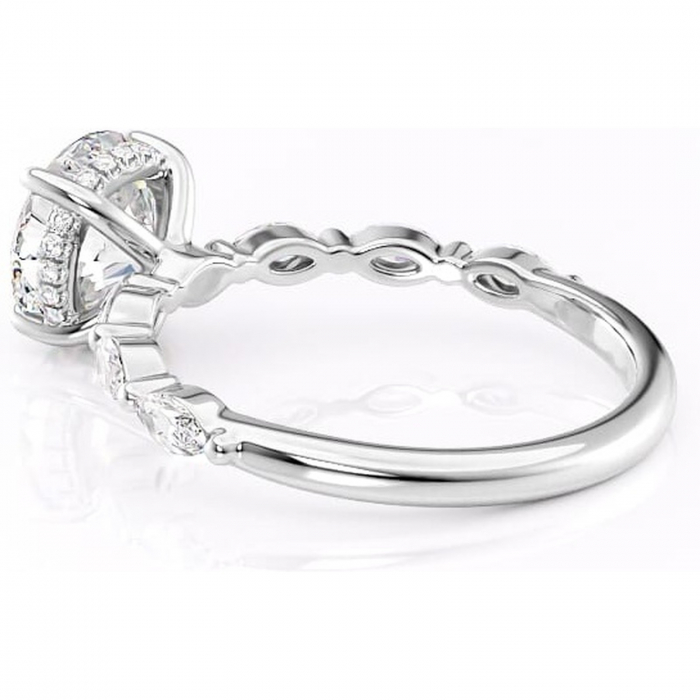Inel de logodnă Everly din aur Alb 14kt cu moissanite tăietură rotundă – Pietre laterale rafinată pentru profil înalt | Personalizează și configurează gratuit online [5]