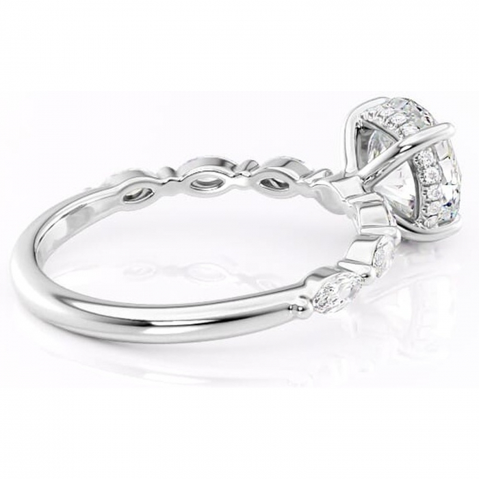 Inel de logodnă Everly din aur Alb 14kt cu moissanite tăietură rotundă – Pietre laterale rafinată pentru profil înalt | Personalizează și configurează gratuit online [3]
