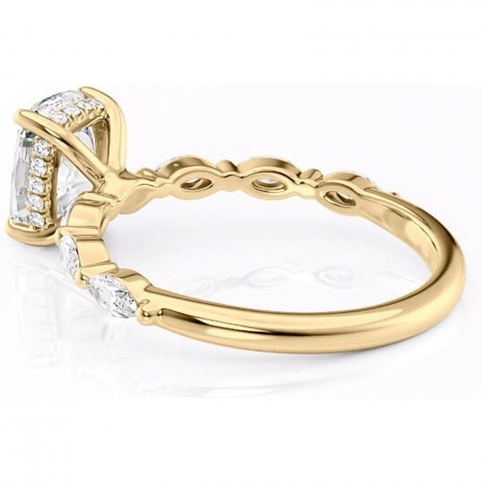 Inel de logodnă Everly din aur Galben 14kt cu moissanite tăietură asscher – Pietre laterale rafinată pentru profil înalt | Personalizează și configurează gratuit online [5]