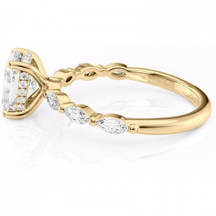 Inel de logodnă Everly din aur Galben 14kt cu moissanite tăietură asscher – Pietre laterale rafinată pentru profil înalt | Personalizează și configurează gratuit online [6]