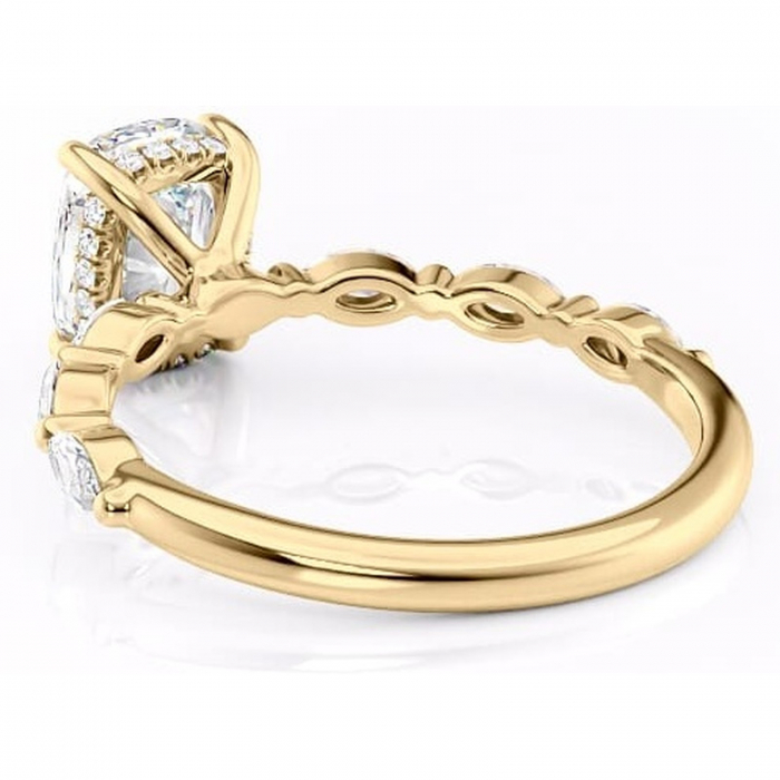 Inel de logodnă Everly din aur Galben 14kt cu moissanite tăietură asscher – Pietre laterale rafinată pentru profil înalt | Personalizează și configurează gratuit online [4]