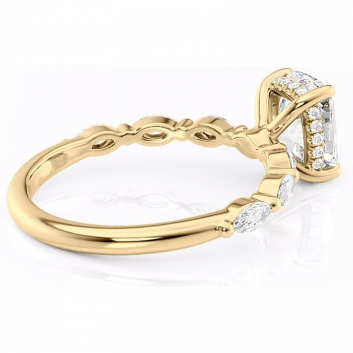 Inel de logodnă Everly din aur Galben 14kt cu moissanite tăietură asscher – Pietre laterale rafinată pentru profil înalt | Personalizează și configurează gratuit online [3]