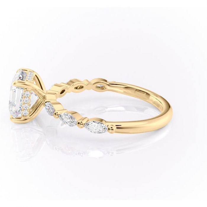 Inel de logodnă Everly din aur Galben 18kt cu moissanite tăietură asscher – Pietre laterale rafinată pentru profil înalt | Personalizează și configurează gratuit online [6]