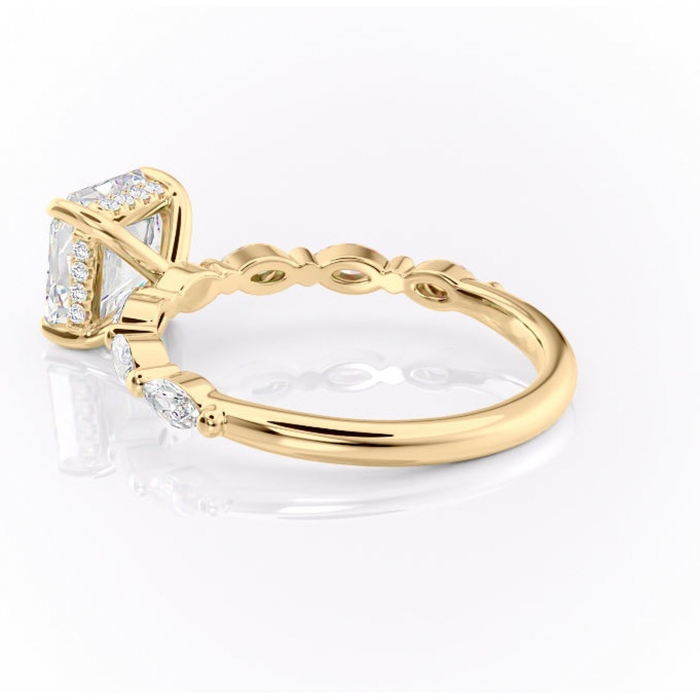 Inel de logodnă Everly din aur Galben 18kt cu moissanite tăietură asscher – Pietre laterale rafinată pentru profil înalt | Personalizează și configurează gratuit online [5]