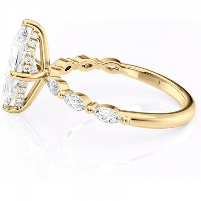 Inel de logodnă Everly din aur Galben 14kt cu moissanite tăietură marquise – Pietre laterale rafinată pentru profil înalt | Personalizează și configurează gratuit online [6]