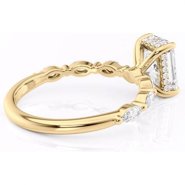 Inel de logodnă Everly din aur Galben 18kt cu moissanite tăietură radiantă – Pietre laterale rafinată pentru profil înalt | Personalizează și configurează gratuit online [3]