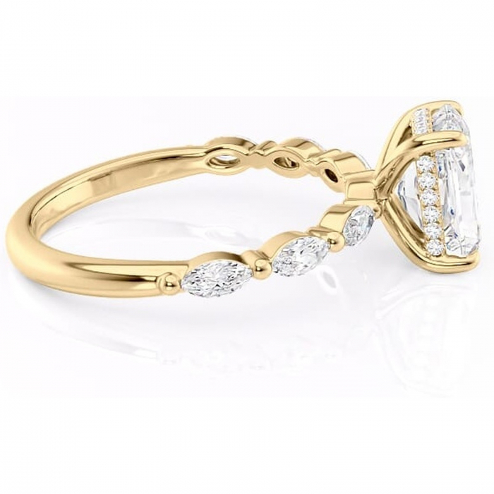 Inel de logodnă Everly din aur Galben 18kt cu moissanite tăietură radiantă – Pietre laterale rafinată pentru profil înalt | Personalizează și configurează gratuit online [2]