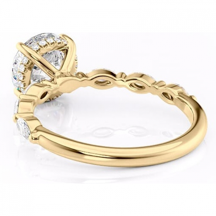 Inel de logodnă Everly din aur Galben 14kt cu moissanite tăietură rotundă – Pietre laterale rafinată pentru profil înalt | Personalizează și configurează gratuit online [4]