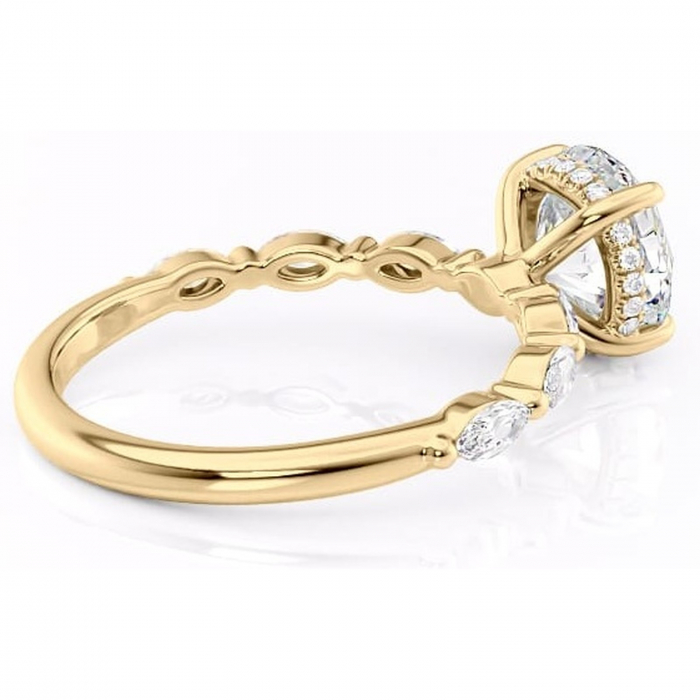 Inel de logodnă Everly din aur Galben 14kt cu moissanite tăietură rotundă – Pietre laterale rafinată pentru profil înalt | Personalizează și configurează gratuit online [3]