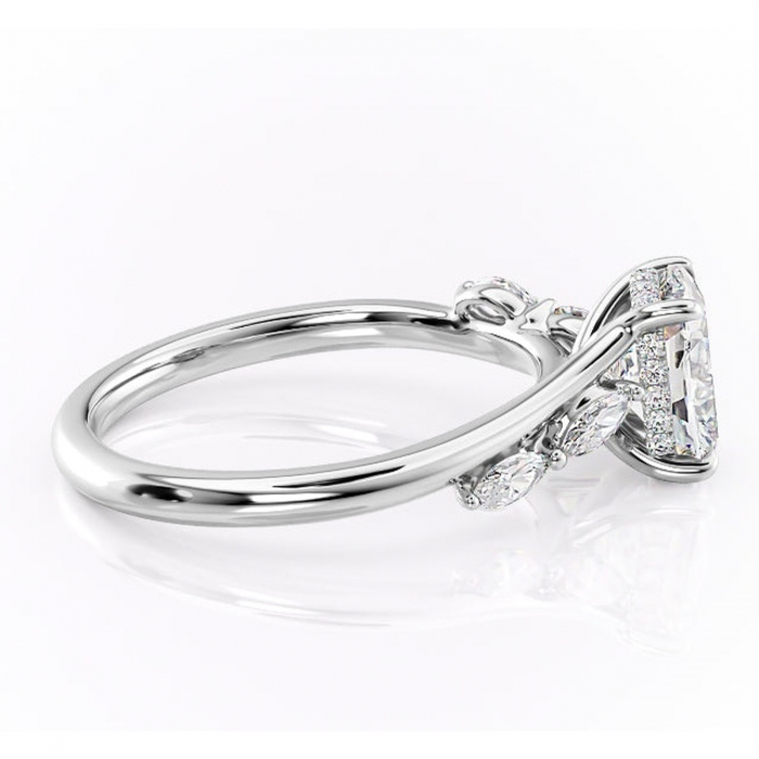 Inel de logodnă Faelynn din aur Alb 14kt cu moissanite tăietură asscher – Pietre laterale rafinată pentru profil înalt | Personalizează și configurează gratuit online [2]