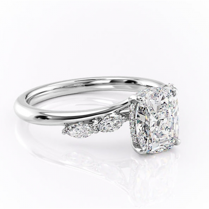 Inel de logodnă Faelynn din aur Alb 14kt cu moissanite tăietură asscher – Pietre laterale rafinată pentru profil înalt | Personalizează și configurează gratuit online [1]