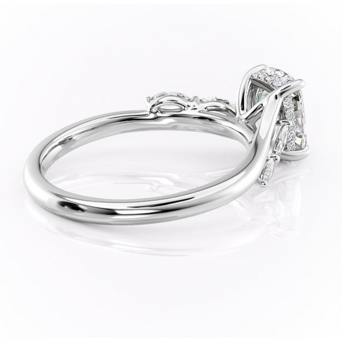 Inel de logodnă Faelynn din aur Alb 14kt cu moissanite tăietură asscher – Pietre laterale rafinată pentru profil înalt | Personalizează și configurează gratuit online [3]