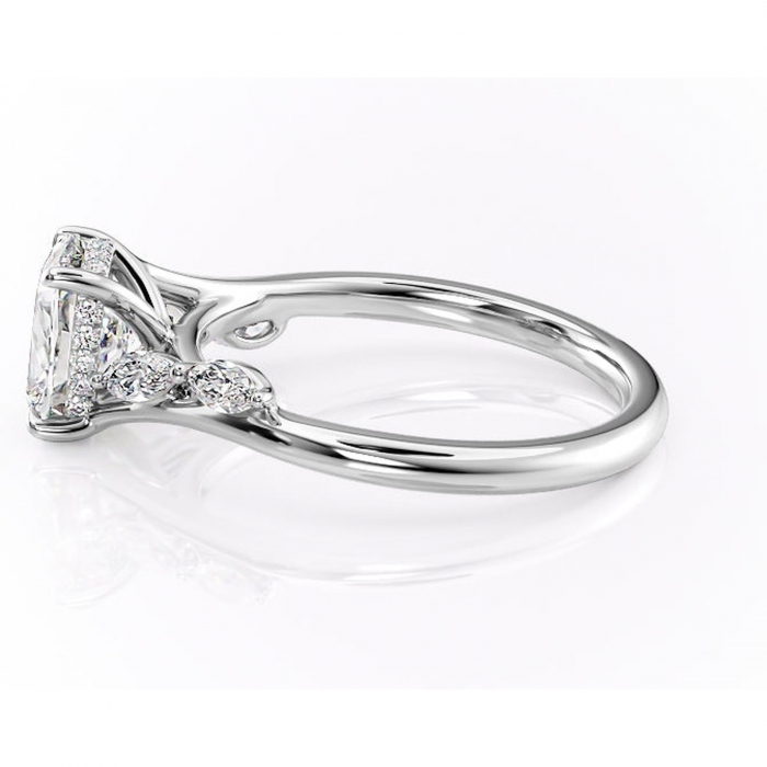 Inel de logodnă Faelynn din aur Alb 14kt cu moissanite tăietură asscher – Pietre laterale rafinată pentru profil înalt | Personalizează și configurează gratuit online [6]