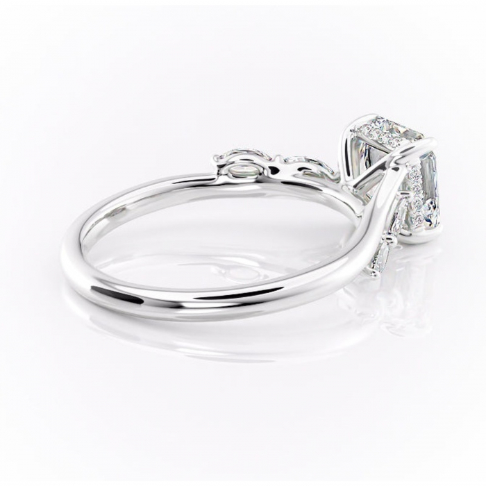 Inel de logodnă Faelynn din aur Alb 14kt cu moissanite tăietură asscher – Pietre laterale rafinată pentru profil înalt | Personalizează și configurează gratuit online [3]