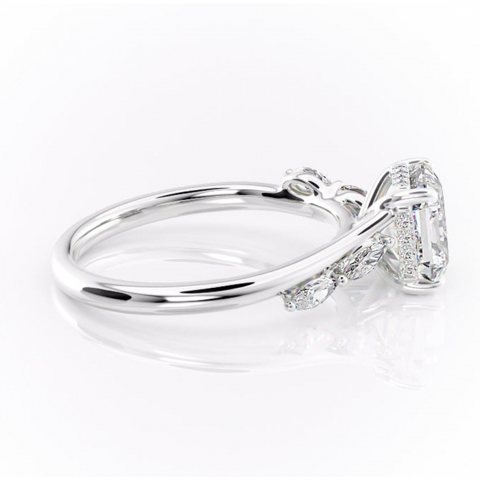 Inel de logodnă Faelynn din aur Alb 14kt cu moissanite tăietură asscher – Pietre laterale rafinată pentru profil înalt | Personalizează și configurează gratuit online [2]