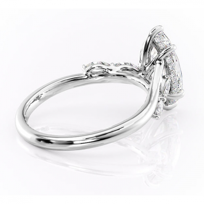 Inel de logodnă Faelynn din aur Alb 14kt cu moissanite tăietură marquise – Pietre laterale rafinată pentru profil înalt | Personalizează și configurează gratuit online [3]