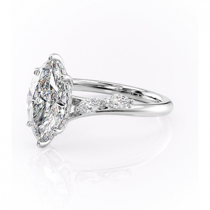 Inel de logodnă Faelynn din aur Alb 14kt cu moissanite tăietură marquise – Pietre laterale rafinată pentru profil înalt | Personalizează și configurează gratuit online [7]