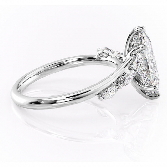 Inel de logodnă Faelynn din aur Alb 14kt cu moissanite tăietură marquise – Pietre laterale rafinată pentru profil înalt | Personalizează și configurează gratuit online [2]