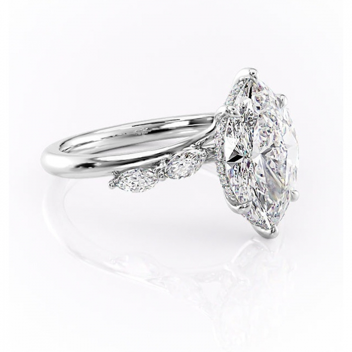 Inel de logodnă Faelynn din aur Alb 14kt cu moissanite tăietură marquise – Pietre laterale rafinată pentru profil înalt | Personalizează și configurează gratuit online [1]