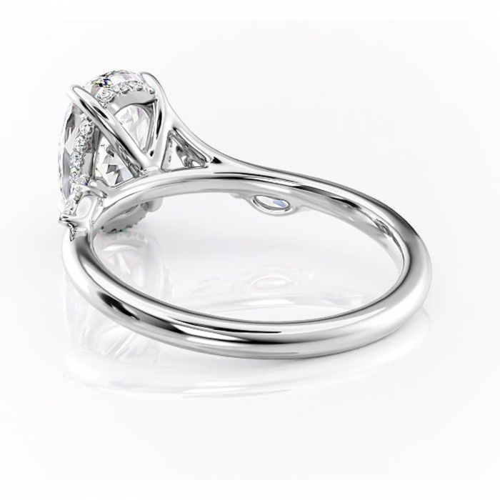 Inel de logodnă Faelynn din aur Alb 14kt cu moissanite tăietură ovală – Pietre laterale rafinată pentru profil înalt | Personalizează și configurează gratuit online [4]