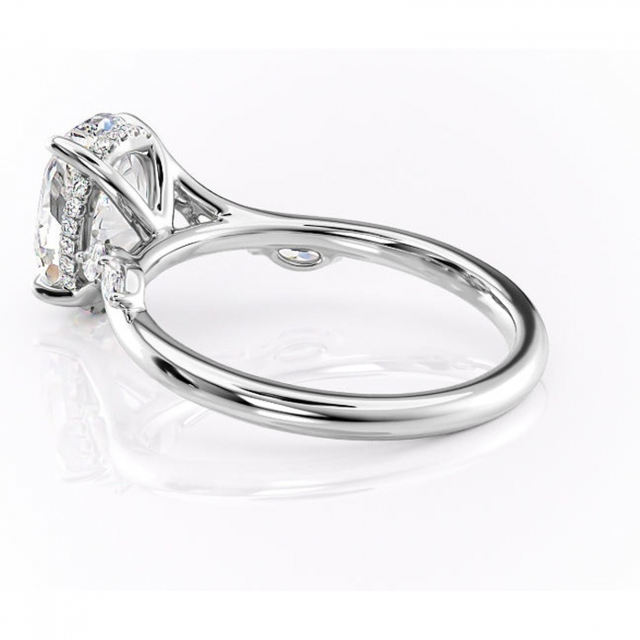 Inel de logodnă Faelynn din aur Alb 14kt cu moissanite tăietură ovală – Pietre laterale rafinată pentru profil înalt | Personalizează și configurează gratuit online [5]