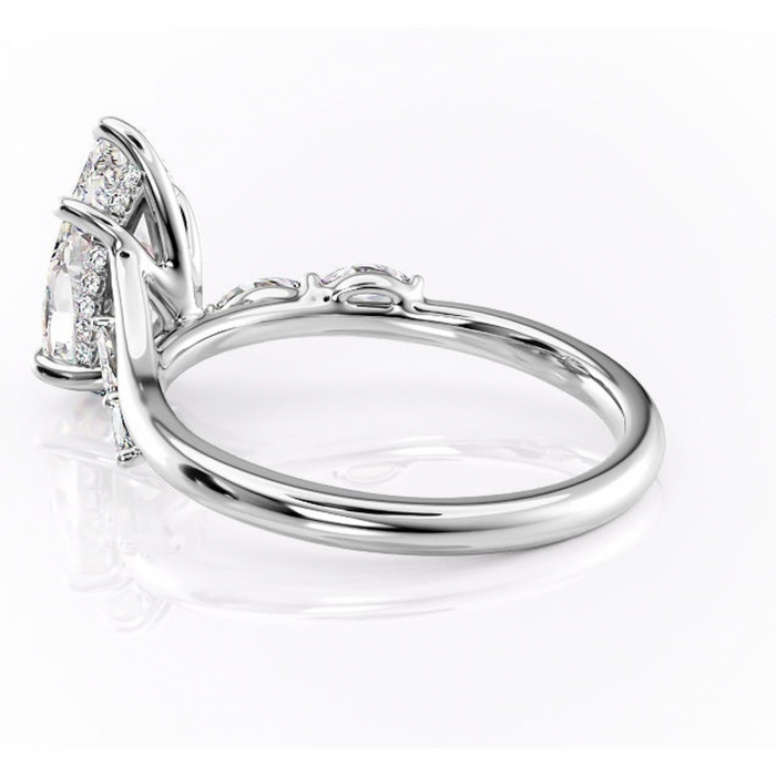 Inel de logodnă Faelynn din aur Alb 14kt cu moissanite tăietură pară – Pietre laterale rafinată pentru profil înalt | Personalizează și configurează gratuit online [5]