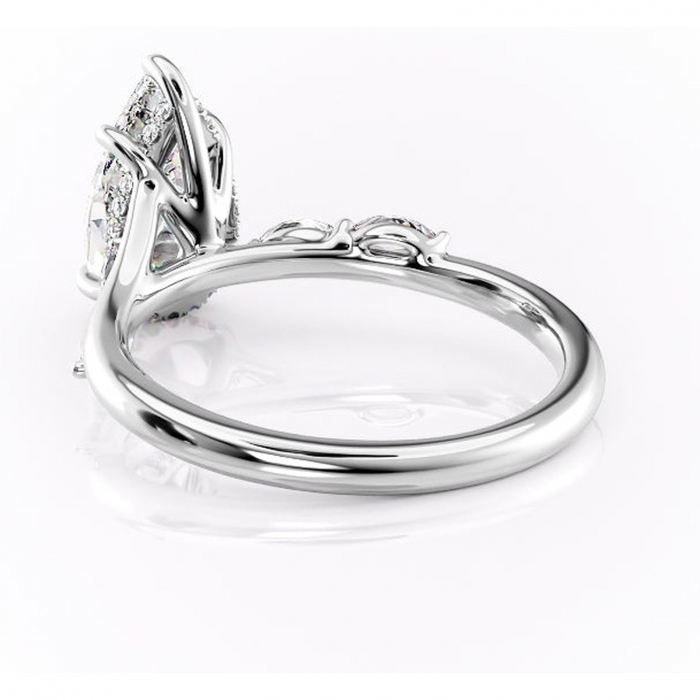 Inel de logodnă Faelynn din aur Alb 14kt cu moissanite tăietură pară – Pietre laterale rafinată pentru profil înalt | Personalizează și configurează gratuit online [4]