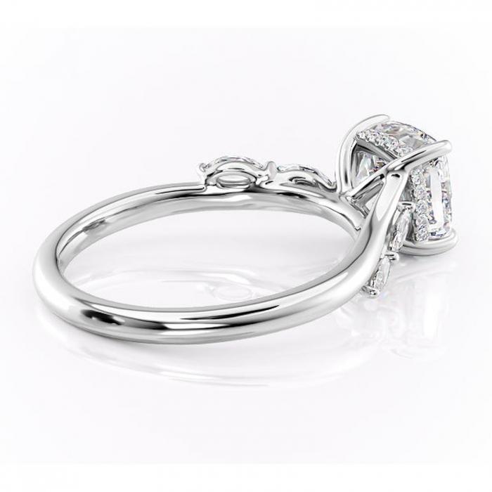 Inel de logodnă Faelynn din aur Alb 18kt cu moissanite tăietură pernă – Pietre laterale rafinată pentru profil înalt | Personalizează și configurează gratuit online [3]