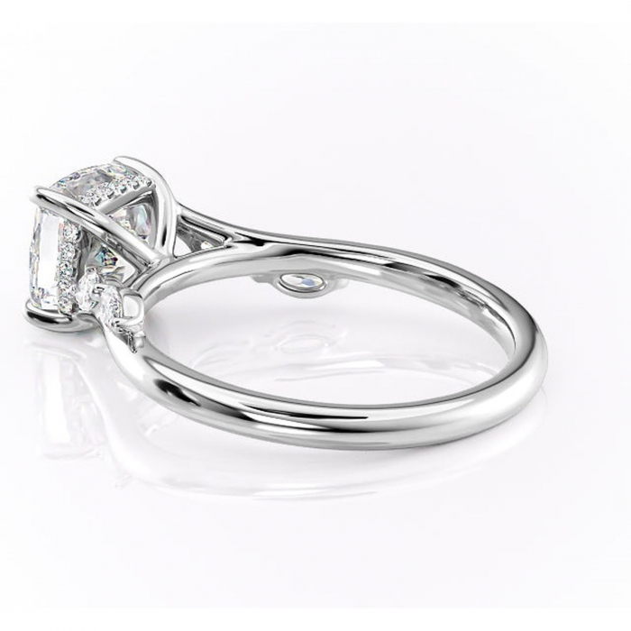 Inel de logodnă Faelynn din aur Alb 18kt cu moissanite tăietură pernă – Pietre laterale rafinată pentru profil înalt | Personalizează și configurează gratuit online [5]