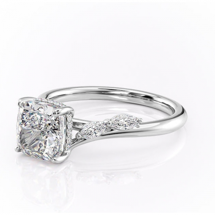 Inel de logodnă Faelynn din aur Alb 18kt cu moissanite tăietură pernă – Pietre laterale rafinată pentru profil înalt | Personalizează și configurează gratuit online [7]