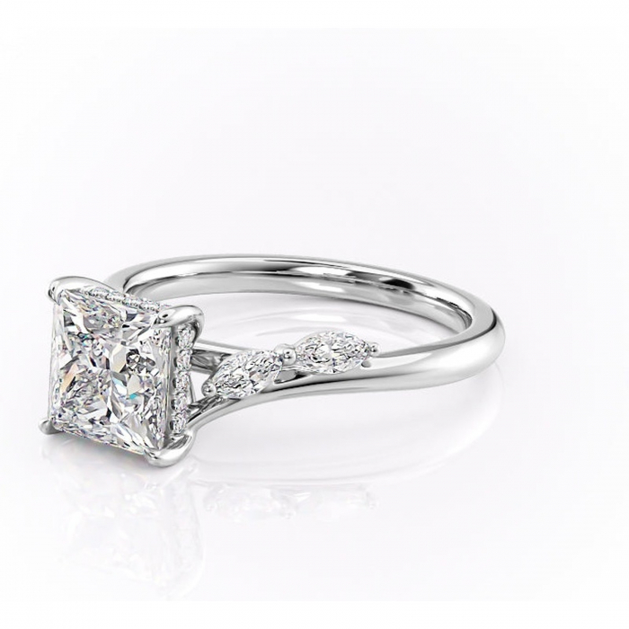 Inel de logodnă Faelynn din aur Alb 14kt cu moissanite tăietură princess – Pietre laterale rafinată pentru profil înalt | Personalizează și configurează gratuit online [7]