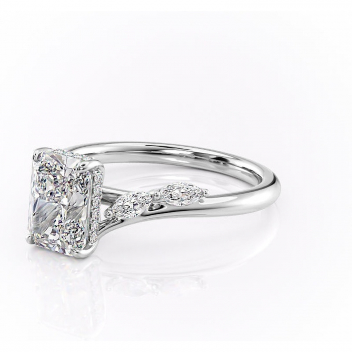 Inel de logodnă Faelynn din aur Alb 18kt cu moissanite tăietură radiantă – Pietre laterale rafinată pentru profil înalt | Personalizează și configurează gratuit online [7]