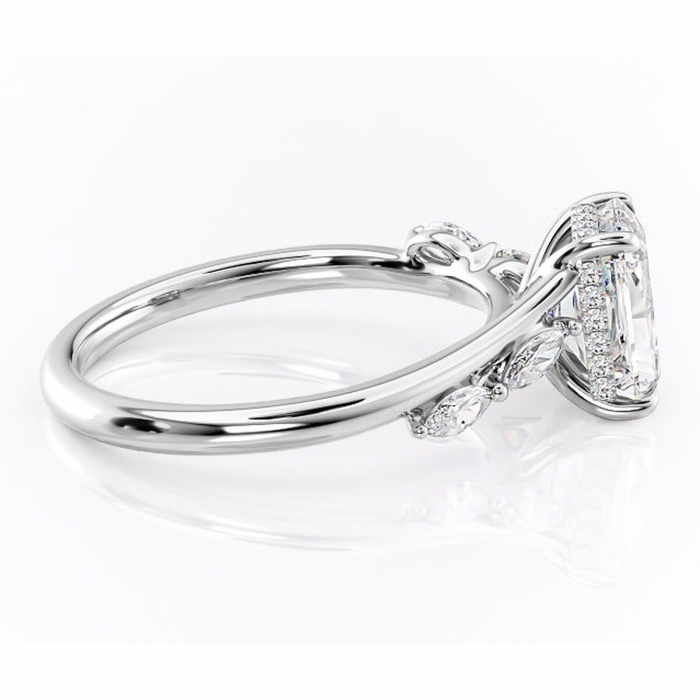 Inel de logodnă Faelynn din aur Alb 18kt cu moissanite tăietură radiantă – Pietre laterale rafinată pentru profil înalt | Personalizează și configurează gratuit online [2]