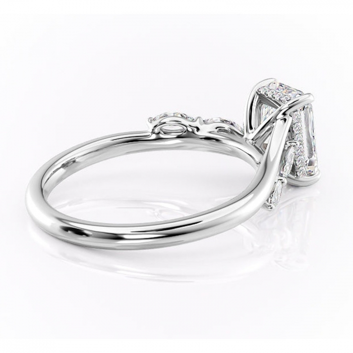 Inel de logodnă Faelynn din aur Alb 18kt cu moissanite tăietură radiantă – Pietre laterale rafinată pentru profil înalt | Personalizează și configurează gratuit online [3]