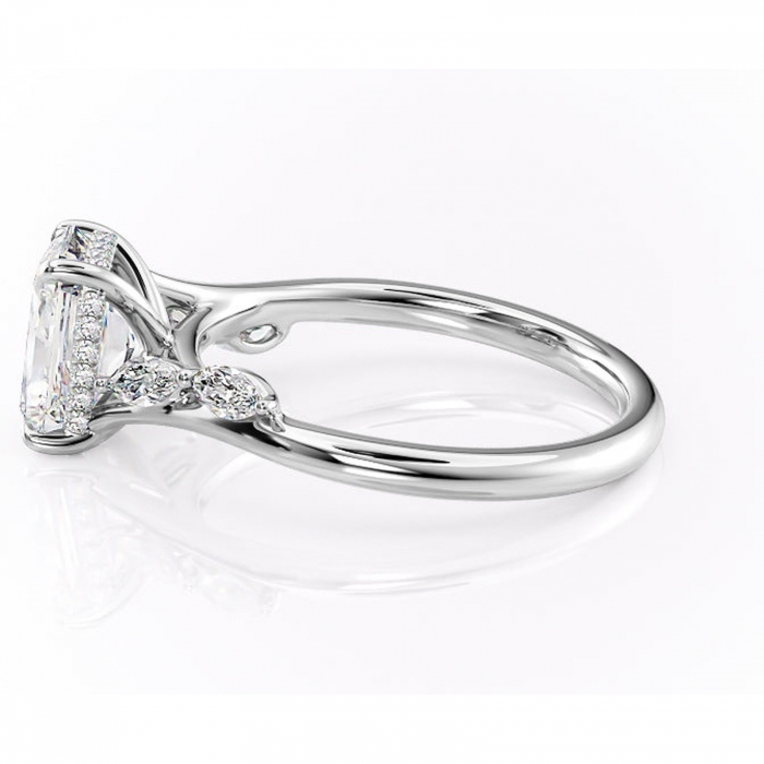 Inel de logodnă Faelynn din aur Alb 18kt cu moissanite tăietură radiantă – Pietre laterale rafinată pentru profil înalt | Personalizează și configurează gratuit online [6]