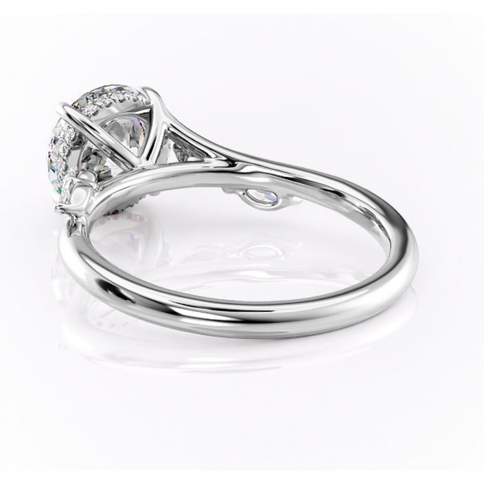 Inel de logodnă Faelynn din aur Alb 14kt cu moissanite tăietură rotundă – Pietre laterale rafinată pentru profil înalt | Personalizează și configurează gratuit online [4]