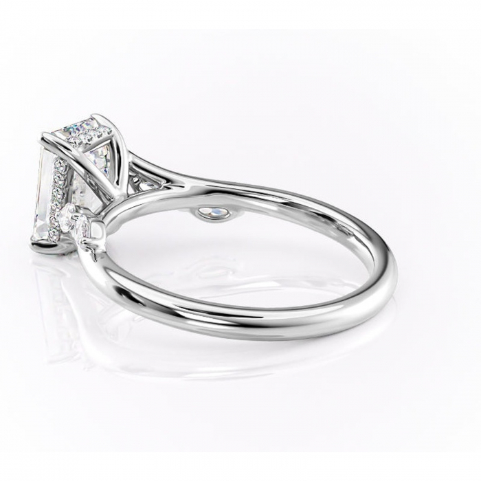 Inel de logodnă Faelynn din aur Alb 14kt cu moissanite tăietură smarald – Pietre laterale rafinată pentru profil înalt | Personalizează și configurează gratuit online [5]