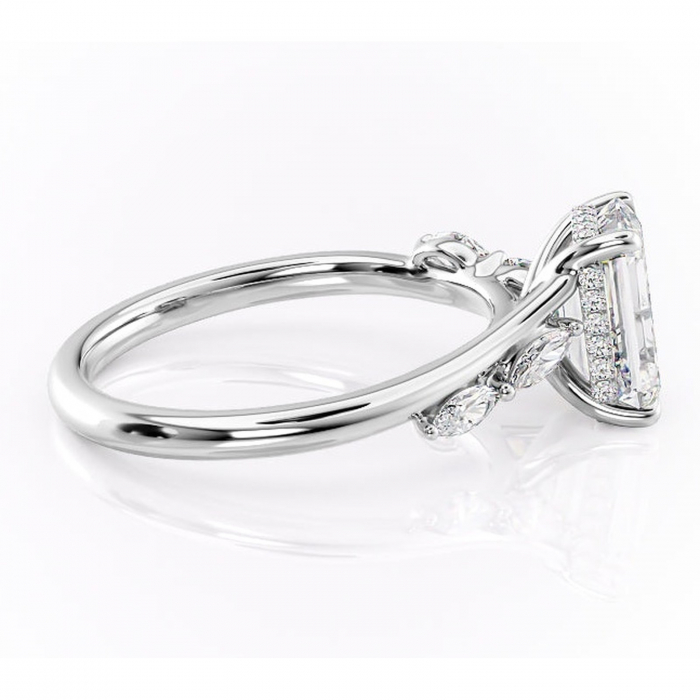 Inel de logodnă Faelynn din aur Alb 14kt cu moissanite tăietură smarald – Pietre laterale rafinată pentru profil înalt | Personalizează și configurează gratuit online [2]