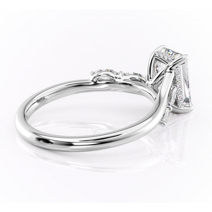 Inel de logodnă Faelynn din aur Alb 14kt cu moissanite tăietură smarald – Pietre laterale rafinată pentru profil înalt | Personalizează și configurează gratuit online [3]