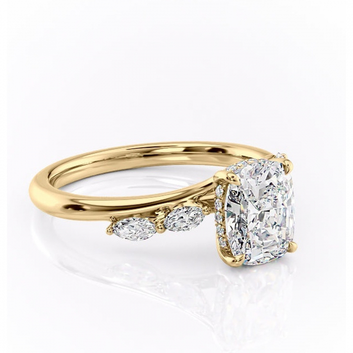 Inel de logodnă Faelynn din aur Galben 14kt cu moissanite tăietură asscher – Pietre laterale rafinată pentru profil înalt | Personalizează și configurează gratuit online [1]